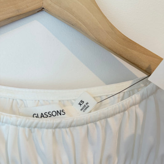 Glassons ruched short sleeve top – white xs - blouses top women’s apparel