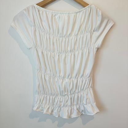 Glassons ruched short sleeve top – white xs - blouses top women’s apparel
