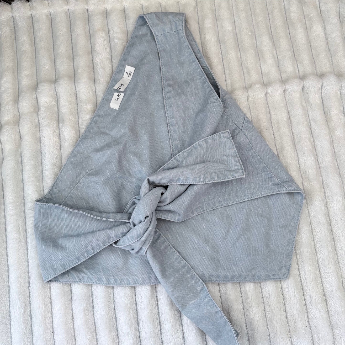 Glassons Tie-Front Wrap Top Light Blue - Size 10