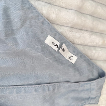 Glassons Tie-Front Wrap Top Light Blue - Size 10