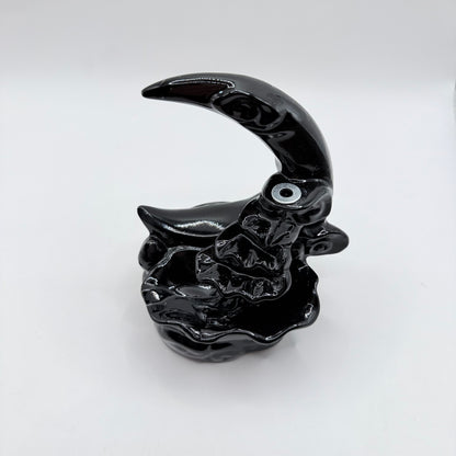 Glossy Black Crescent Moon Backflow Incense Burner