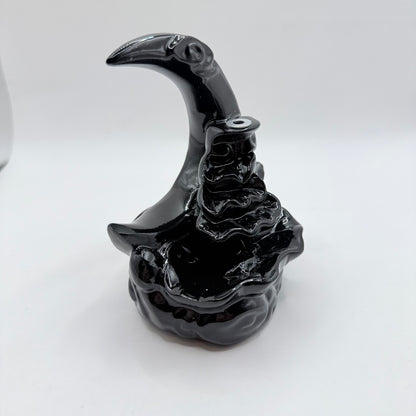 Glossy Black Crescent Moon Backflow Incense Burner