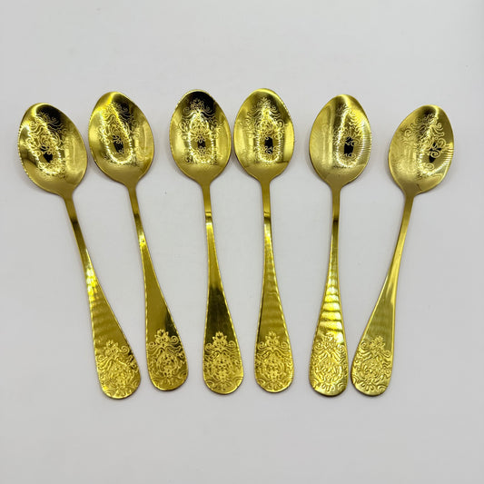 Engraved Golden Teaspoons - Set of 6