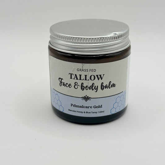 Grass-Fed Tallow Face & Body Balm with Manuka Honey & Blue Tansy 120mL