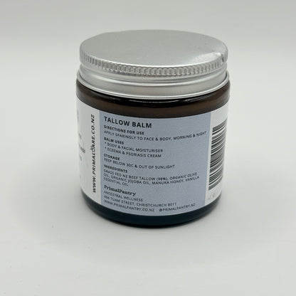 Grass-Fed Tallow Face & Body Balm with Manuka Honey & Blue Tansy 120mL