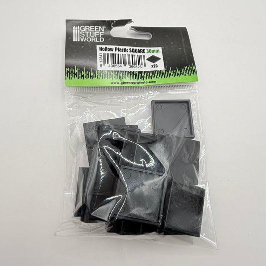 Green stuff world hollow plastic square bases - 30mm black pack of 20 - craft shapes & bases crafts