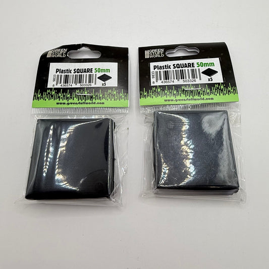 Green stuff world plastic square bases - 50mm black pack of 5 (x2) - model making crafts