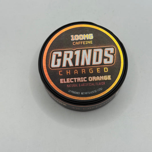 Grinds Charged Electric Orange Energy Pouches - 100mg Caffeine SHORT DATED