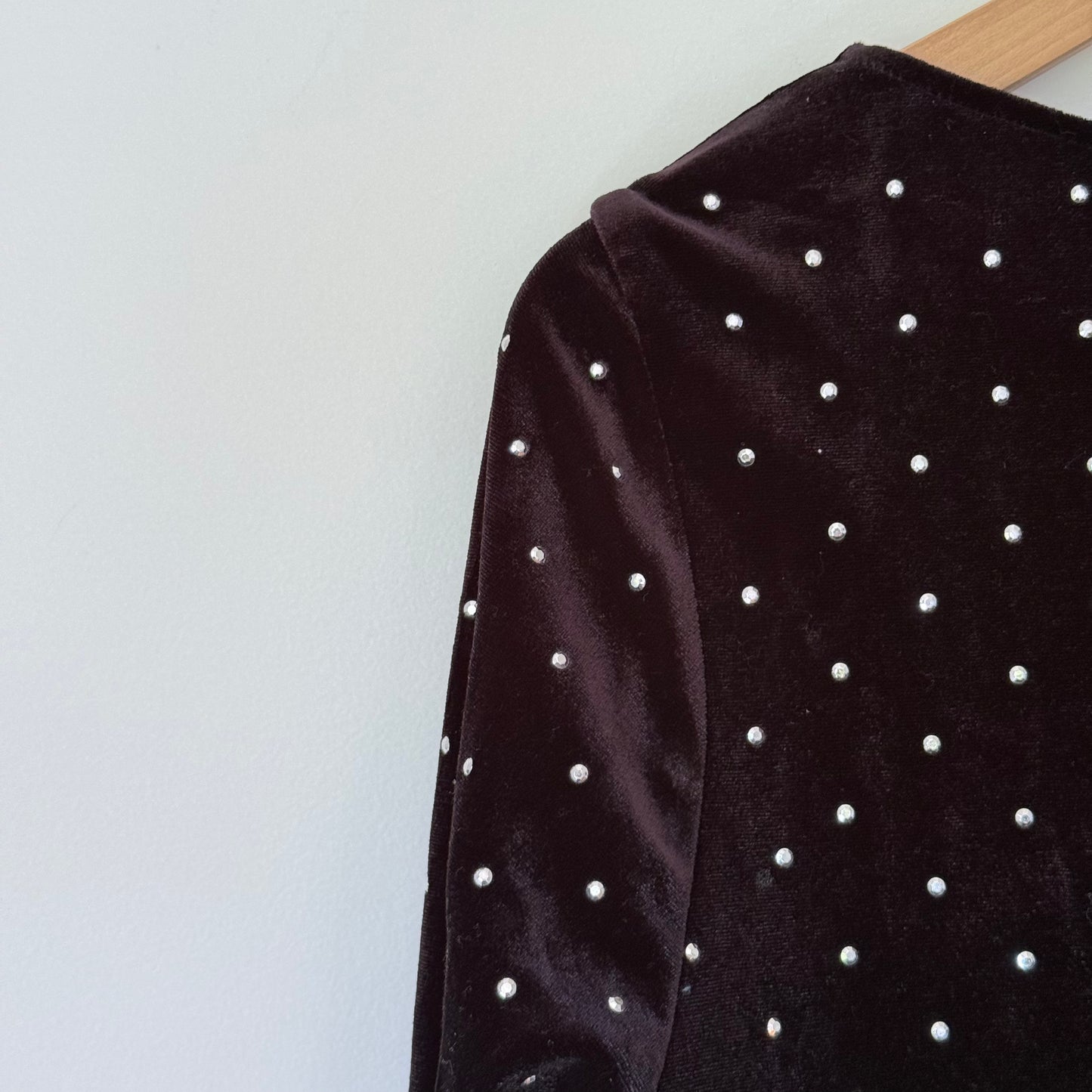 H&M Black Velvet Rhinestone Mini Dress Size XL