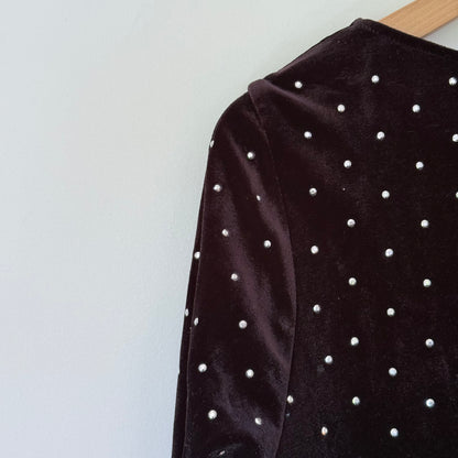 H&M Black Velvet Rhinestone Mini Dress Size XL