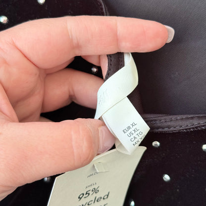 H&M Black Velvet Rhinestone Mini Dress Size XL