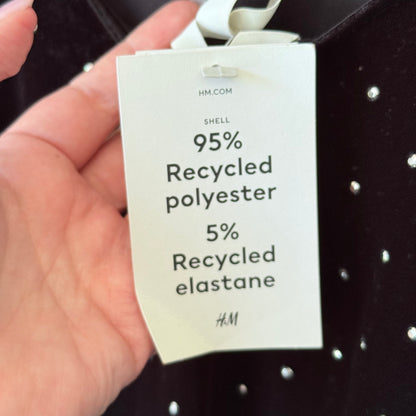 H&M Black Velvet Rhinestone Mini Dress Size XL