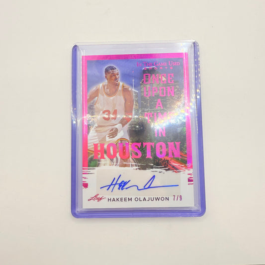 Hakeem olajuwon autographed card - leaf ’once upon a time in houston’ - limited edition 7/9 - sports trading cards