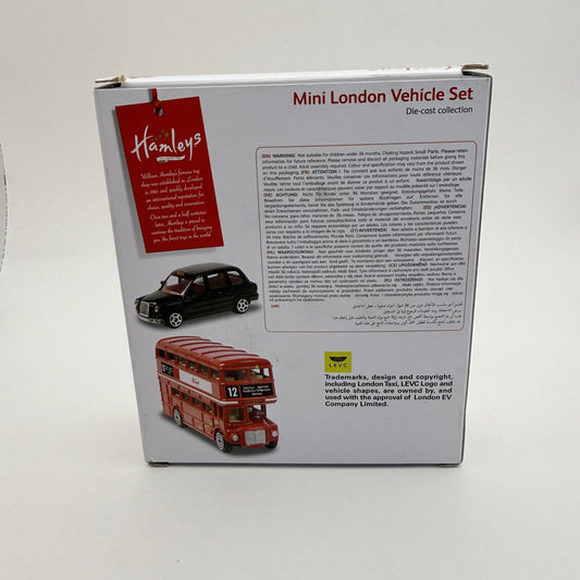 Hamleys mini london vehicle set - black taxi & red double-decker bus - toy cars toys