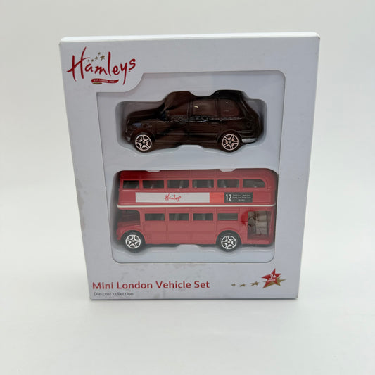 Hamleys mini london vehicle set - black taxi & red double-decker bus - toy cars toys