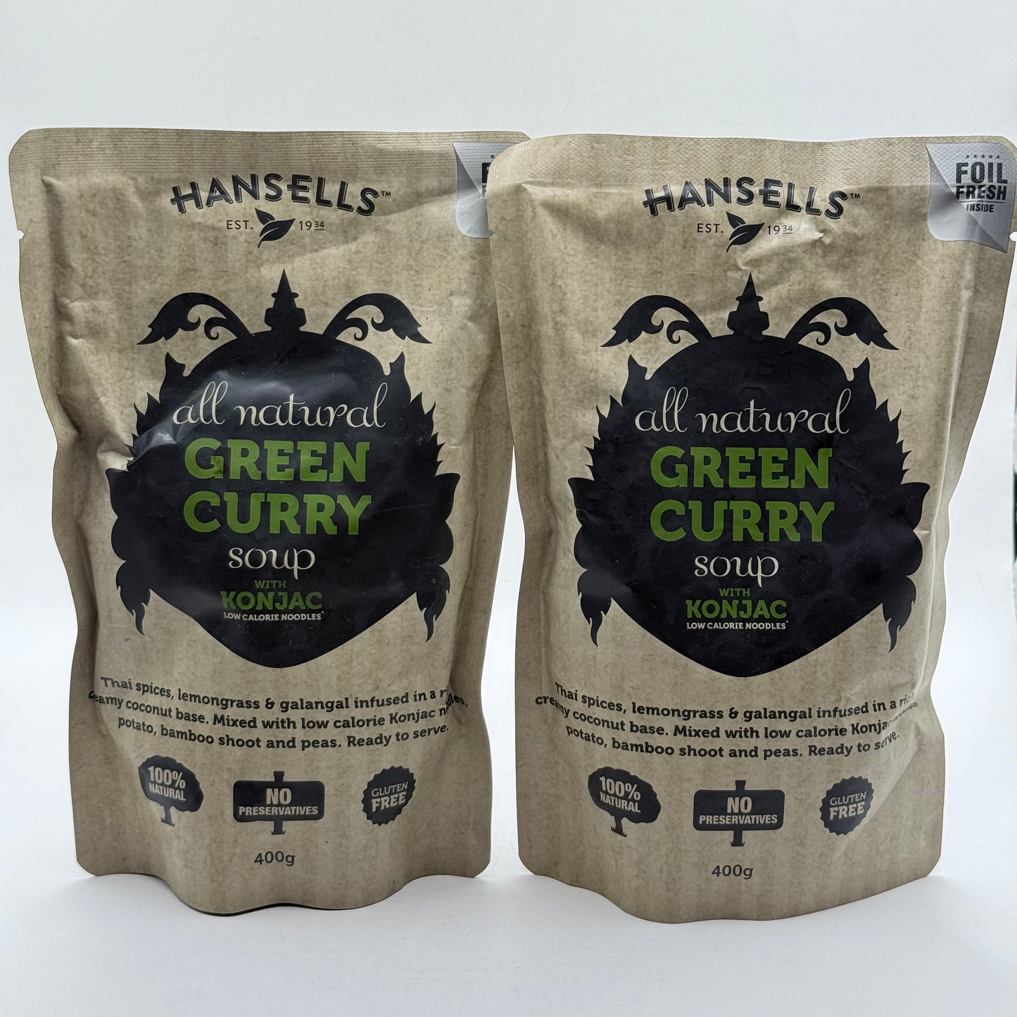 Hansells All Natural Green Curry Soup with Konjac Noodles (400g) SHORT DATED
