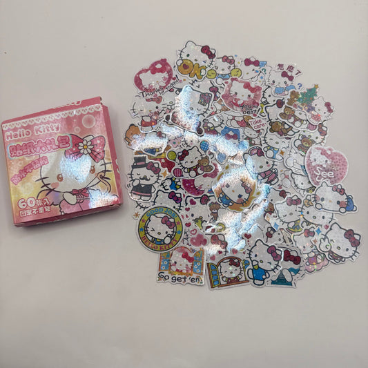 Hello kitty sparkle decal pack – 60-piece holographic sticker set - decorative stickers original photo - what’s new