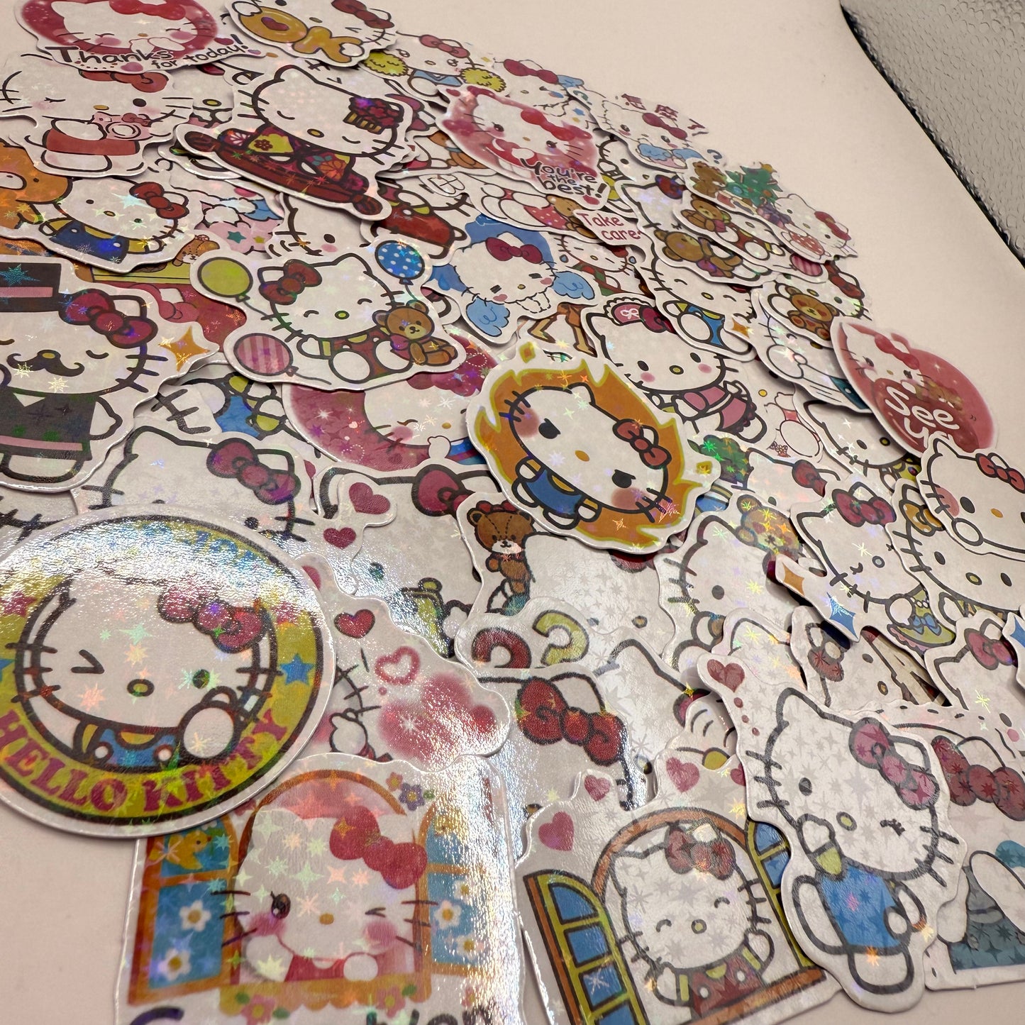 Hello kitty sparkle decal pack – 60-piece holographic sticker set - decorative stickers original photo - what’s new