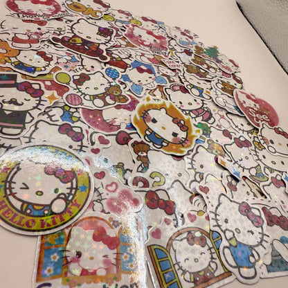 Hello kitty sparkle decal pack – 60-piece holographic sticker set - decorative stickers original photo - what’s new