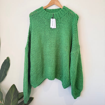 Hello Parry Chunky Knit Oversize Mohair / Merino Green Sweater - One Size