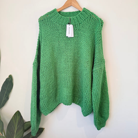 Hello Parry Chunky Knit Oversize Mohair / Merino Green Sweater - One Size