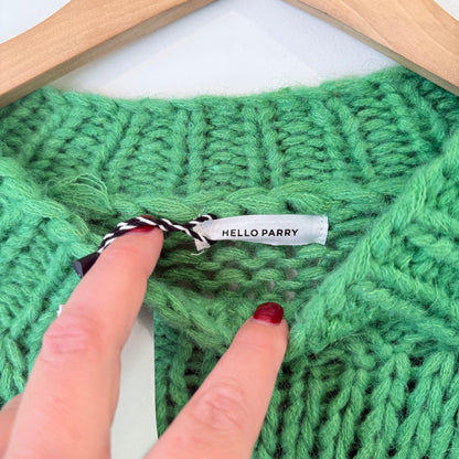 Hello Parry Chunky Knit Oversize Mohair / Merino Green Sweater - One Size