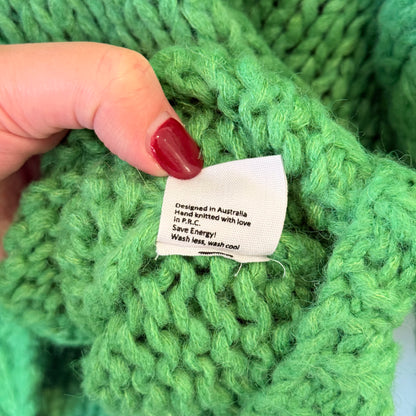 Hello Parry Chunky Knit Oversize Mohair / Merino Green Sweater - One Size