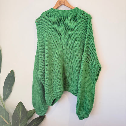 Hello Parry Chunky Knit Oversize Mohair / Merino Green Sweater - One Size