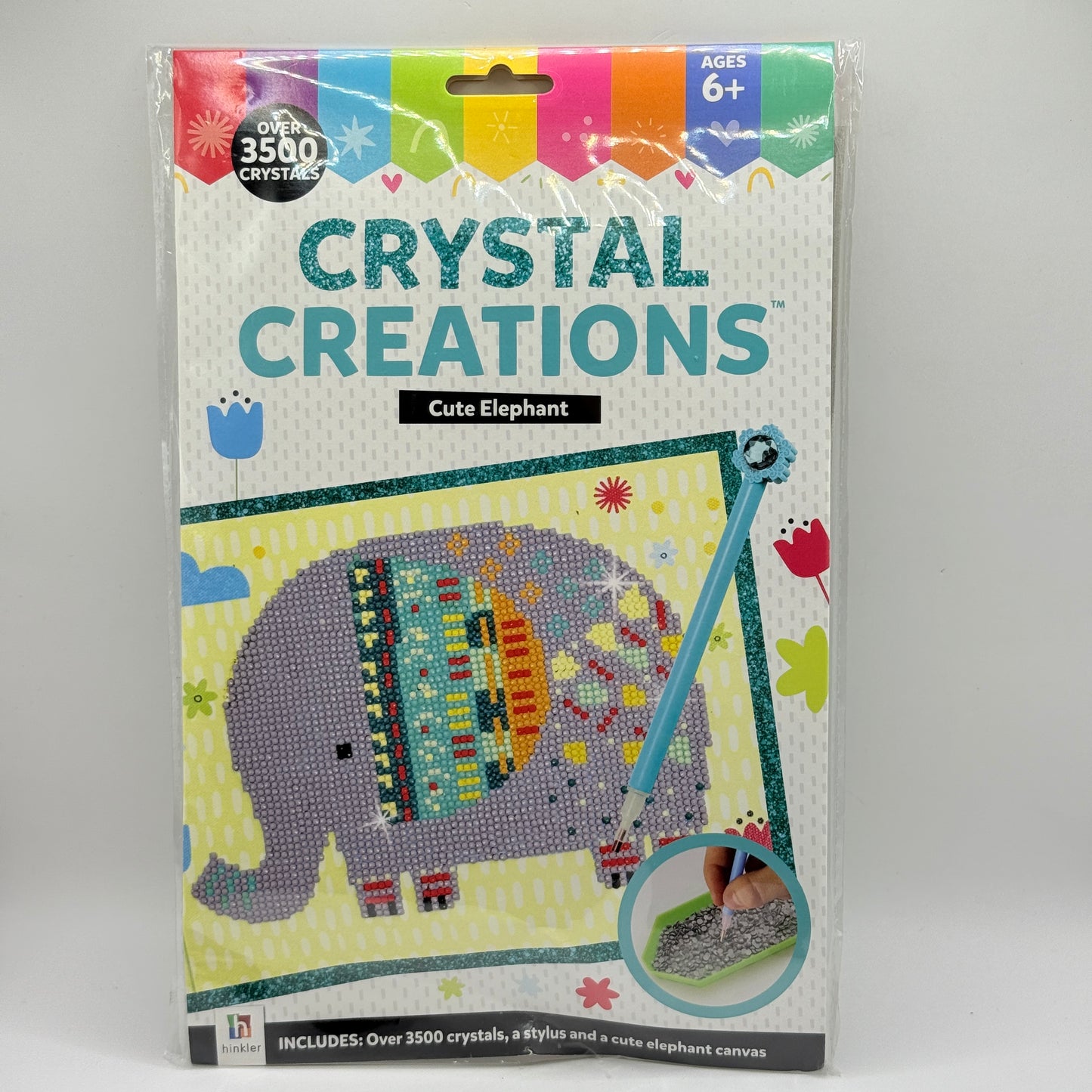 Hinkler Crystal Creations Cute Elephant Diamond Painting Kit (3500+ Crystals)