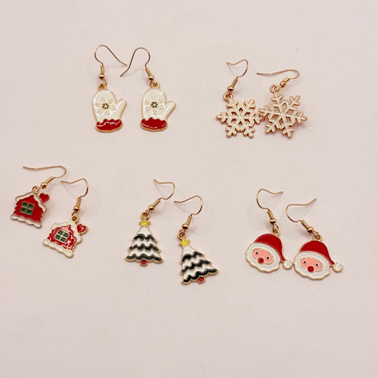 5x pairs christmas-themed dangle earrings - d1 - earrings original photo - what’s new fashion accessories