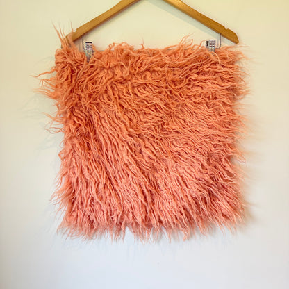 Home Style 45x45cm Faux Fur Cushion Cover - Peach Shaggy