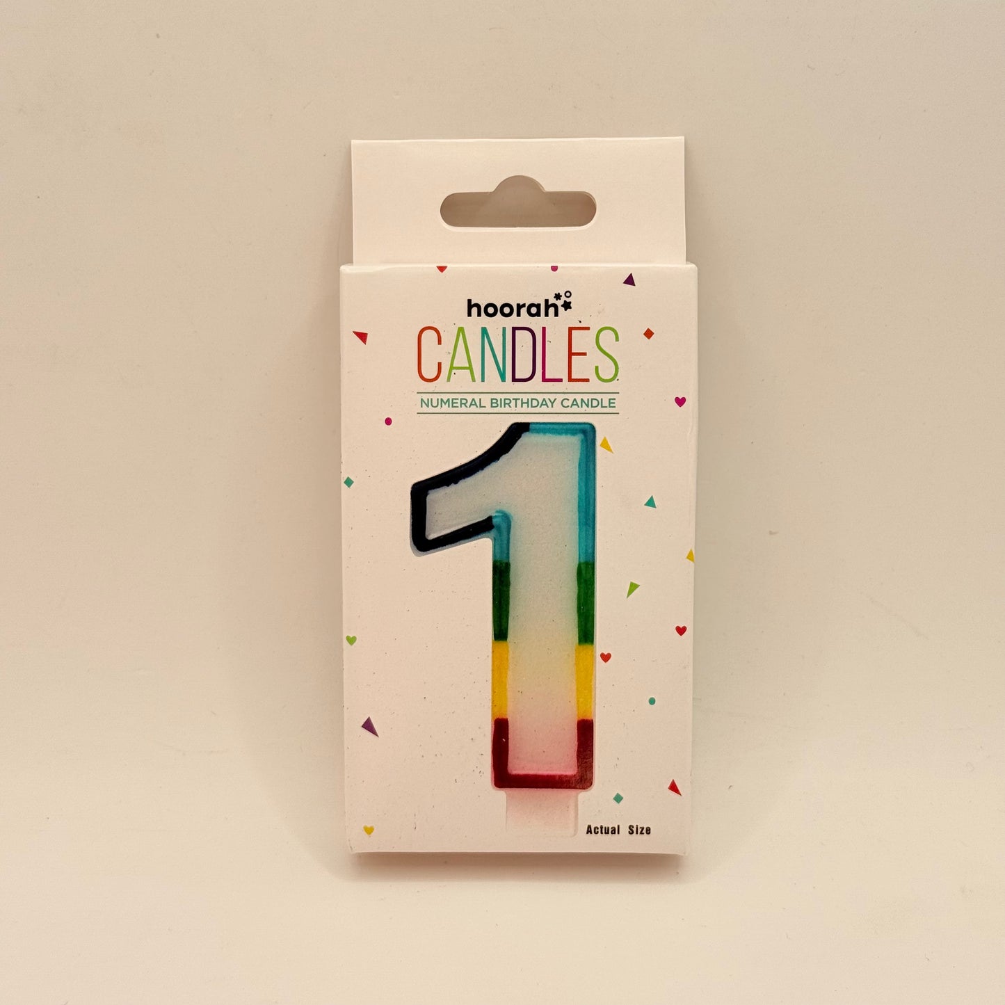 Hoorah Numeral 1 Birthday Candle (Rainbow Stripe)