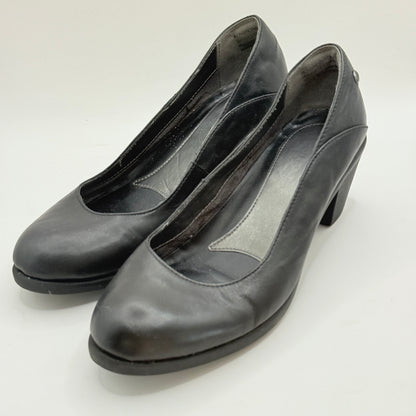 Hush Puppies Black Leather Comfort Block Heels - Size 6.5