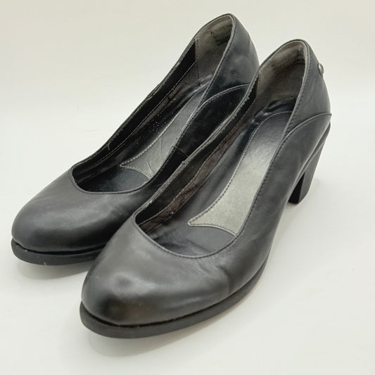 Hush Puppies Black Leather Comfort Block Heels - Size 6.5
