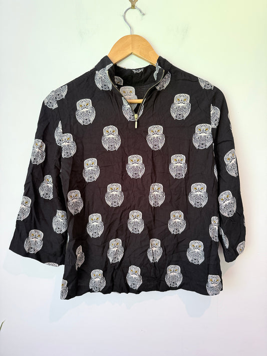 H & M Size 8 | U/Arm to U/Arm 46cm Owl Print Shirt