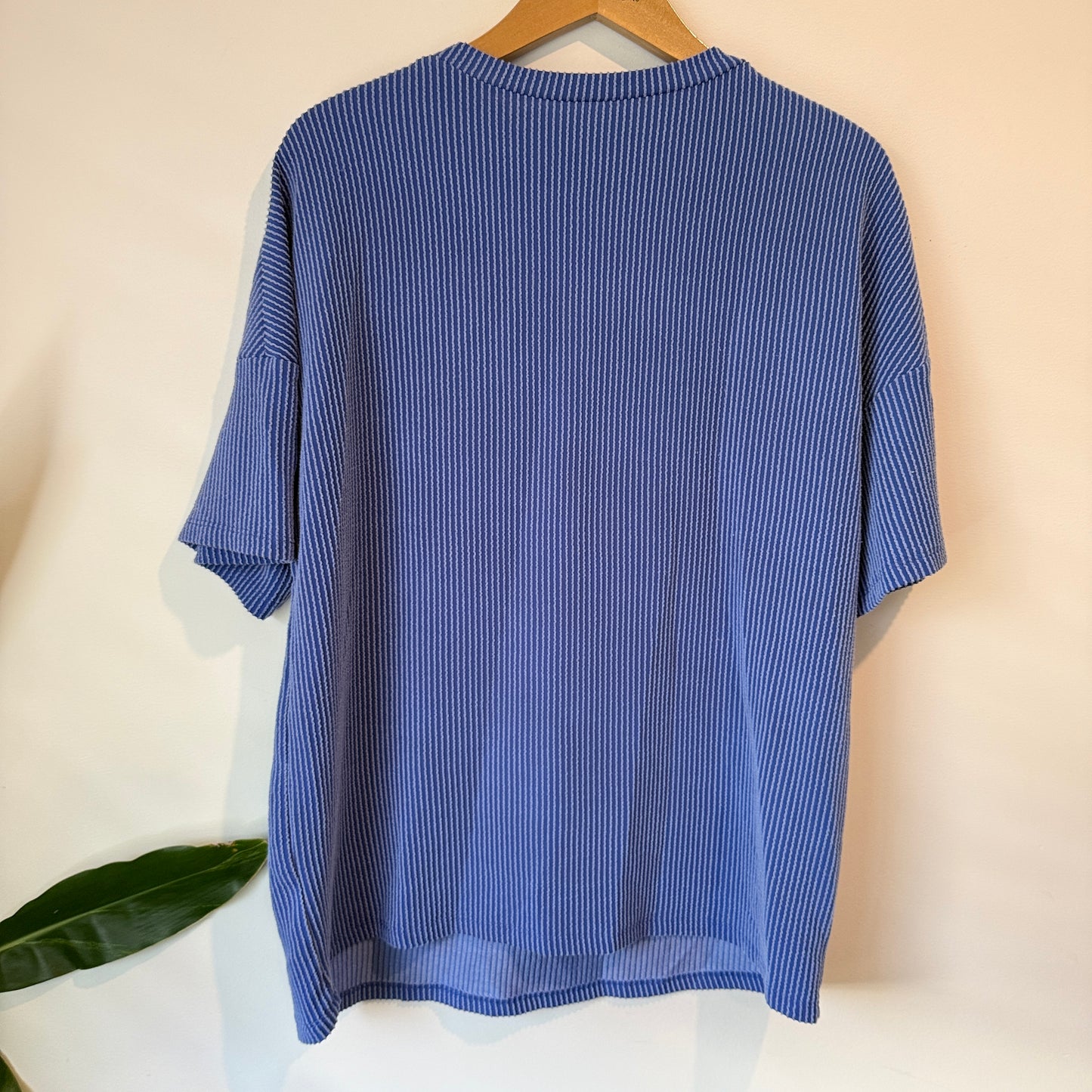 Size L Ribbed V-Neck T-Shirt