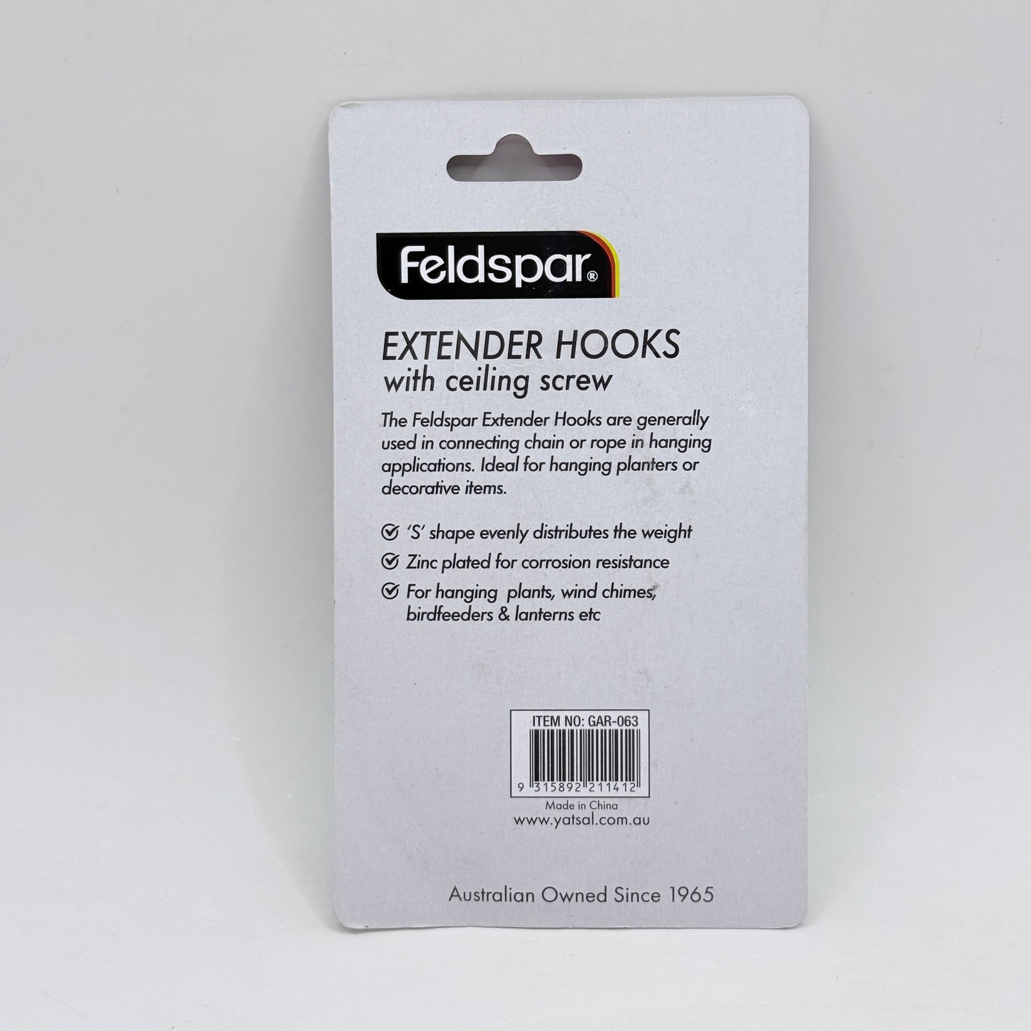 Feldspar Extender Hooks with Ceiling Screw (2 Pack)
