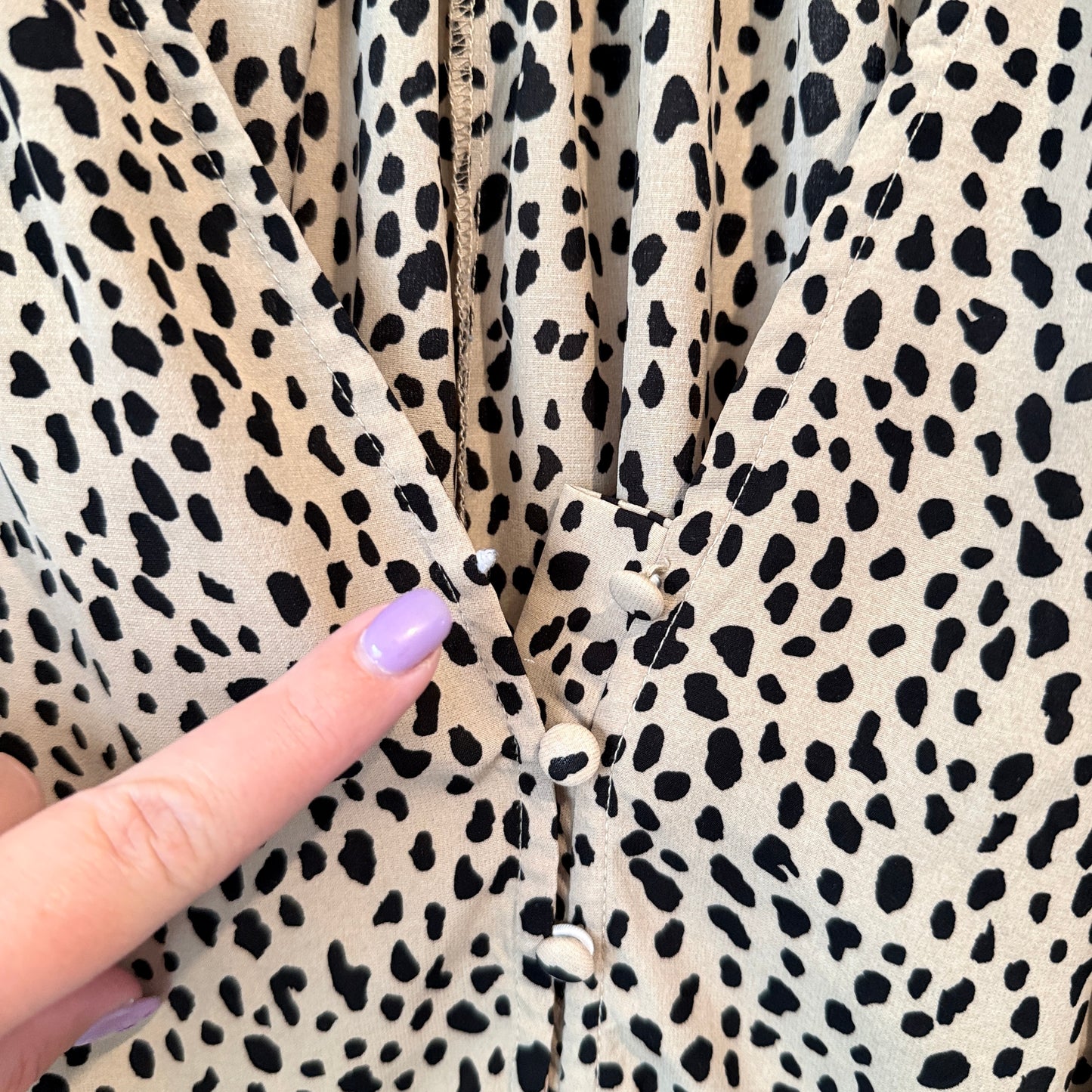 Atmos & Here Size 14 Puff Sleeve Button-Front Peasant Blouse