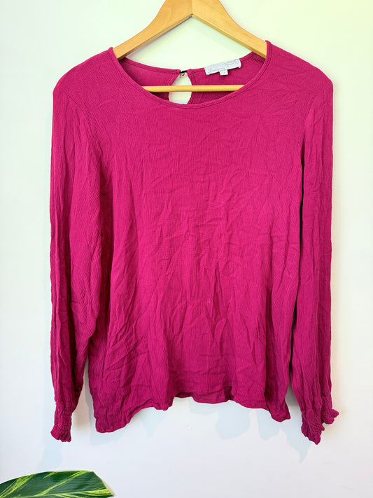 Democracy Size 14 Long-Sleeve Cotton Top