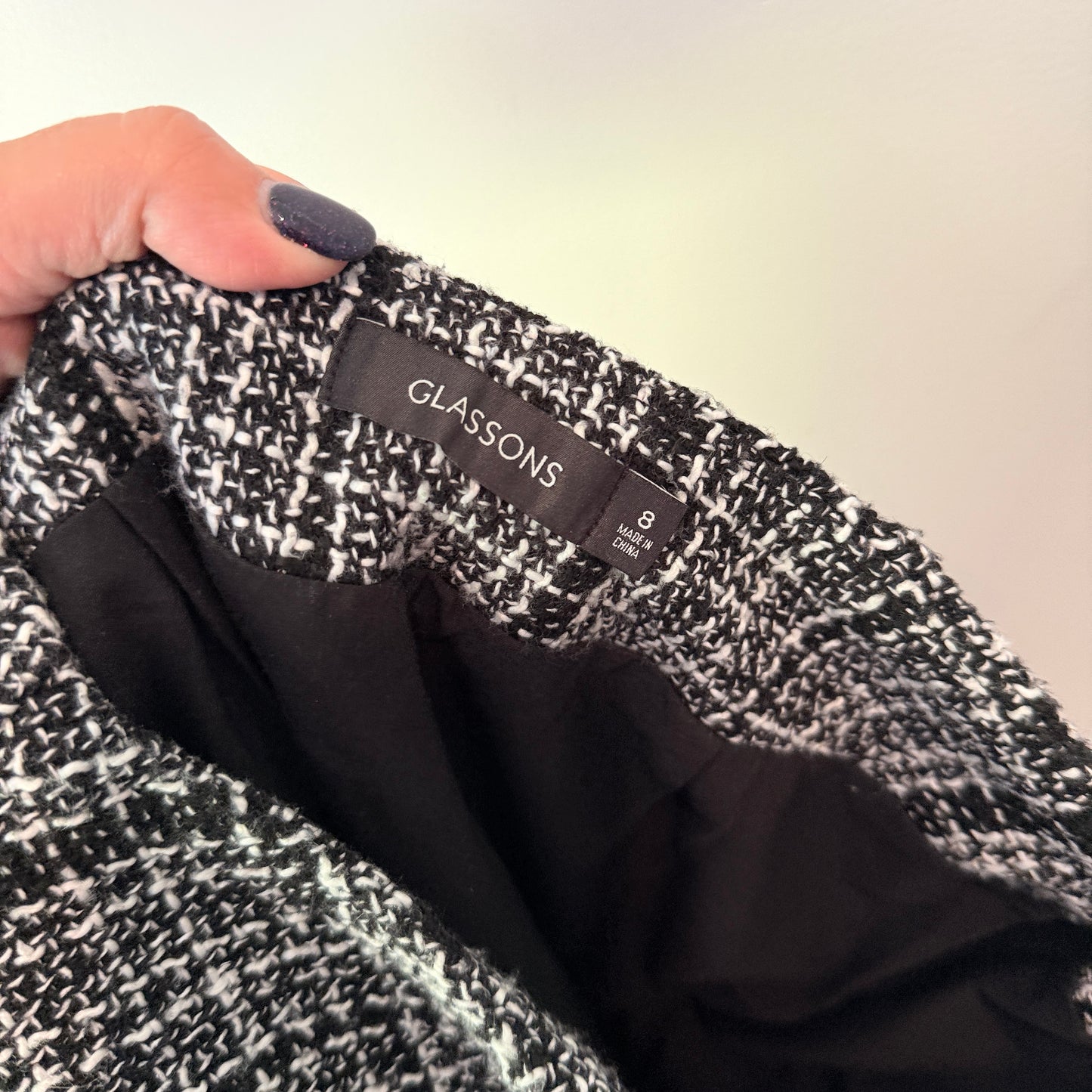 Glassons Size 8 Tweed Look A-Line Mini Skirt