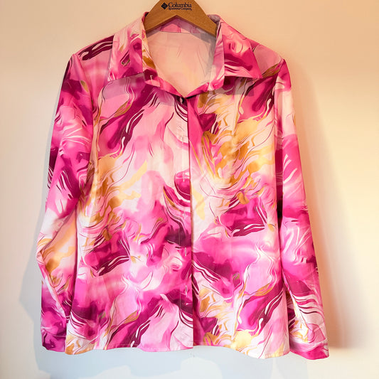 Size M Multi-Coloured Long-Sleeve Blouse