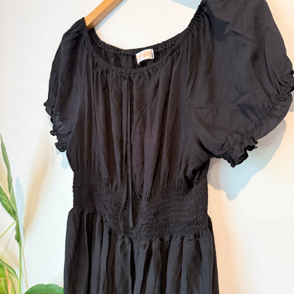 Esther Size U/Arm to U/Arm 40cm Puff-Sleeve Midi Dress