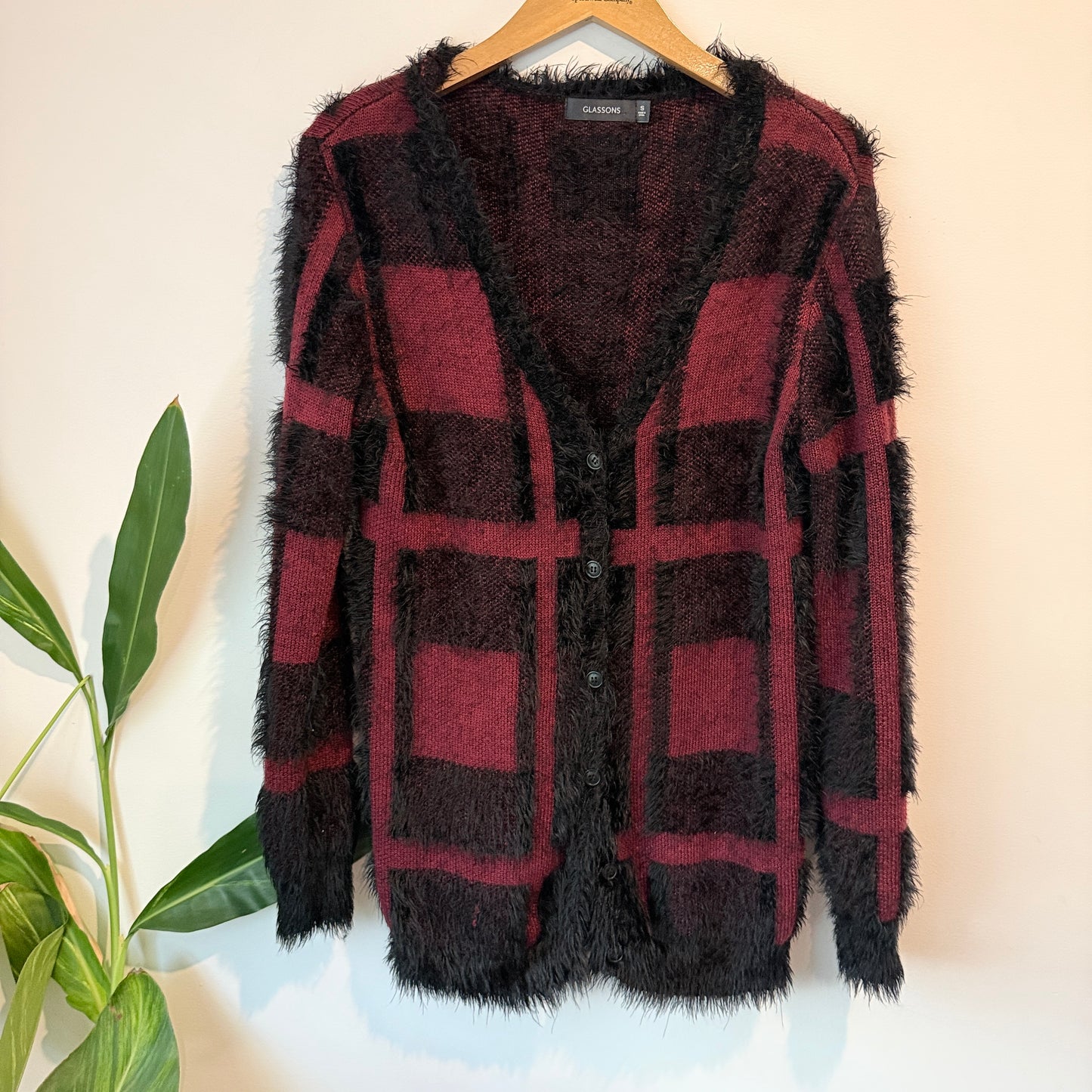Glassons Size S Plaid Fluffy Knit Cardigan