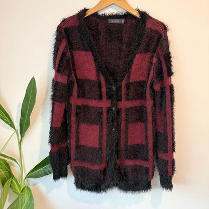 Glassons Size S Plaid Fluffy Knit Cardigan
