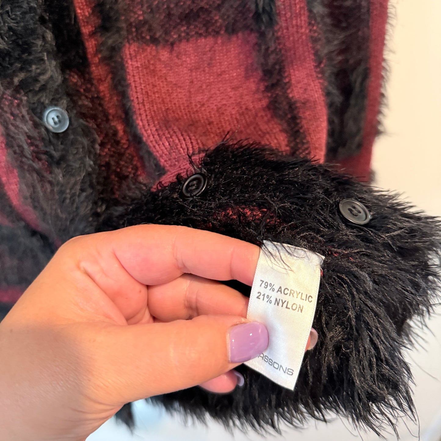 Glassons Size S Plaid Fluffy Knit Cardigan