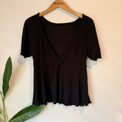 Urbanic Size L V-Neck Short-Sleeve Peplum Top