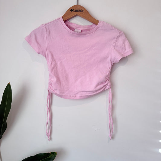 Girls Miss Mango Size 10 Ruched-Side Crop Top