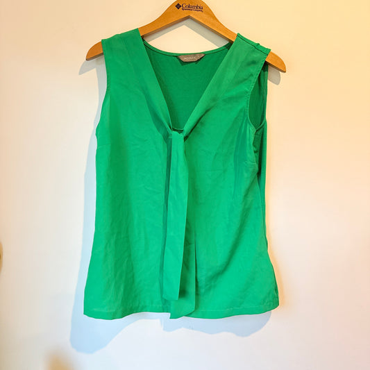 Jacqui E Size S Tie-Neck Sleeveless Blouse