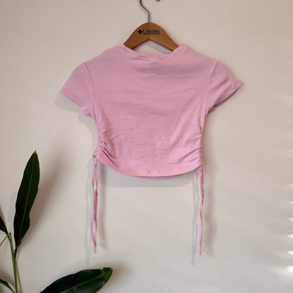 Girls Miss Mango Size 10 Ruched-Side Crop Top