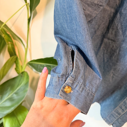 Glassons Size 8 Long-Sleeve Button-Down Denim Shirt